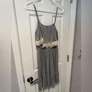 Francesca’s Gray Dress with Cream Lace
